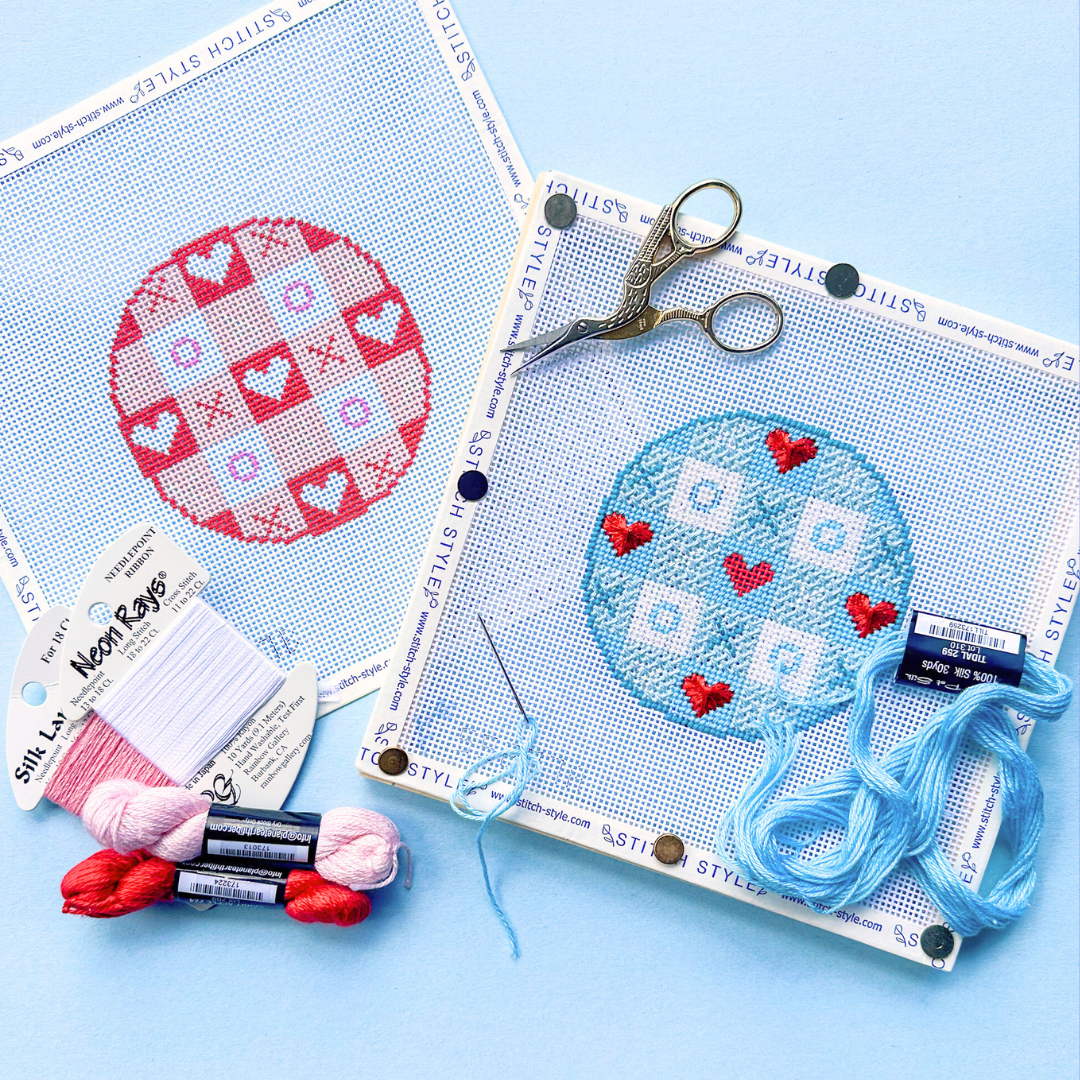 Valentine's Gingham Needlepoint Canvas