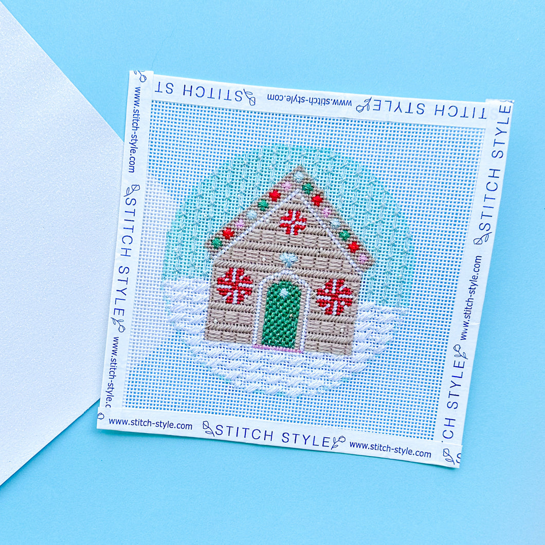 North Pole Needlepoint Canvas: Gingerbread House Ornament