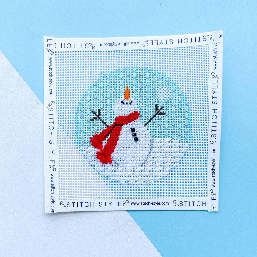 North Pole Needlepoint Canvas: Snowman Ornament