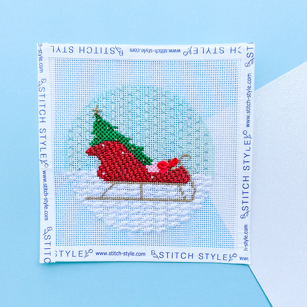 North Pole Needlepoint Canvas: Santa's Sleigh Ornament