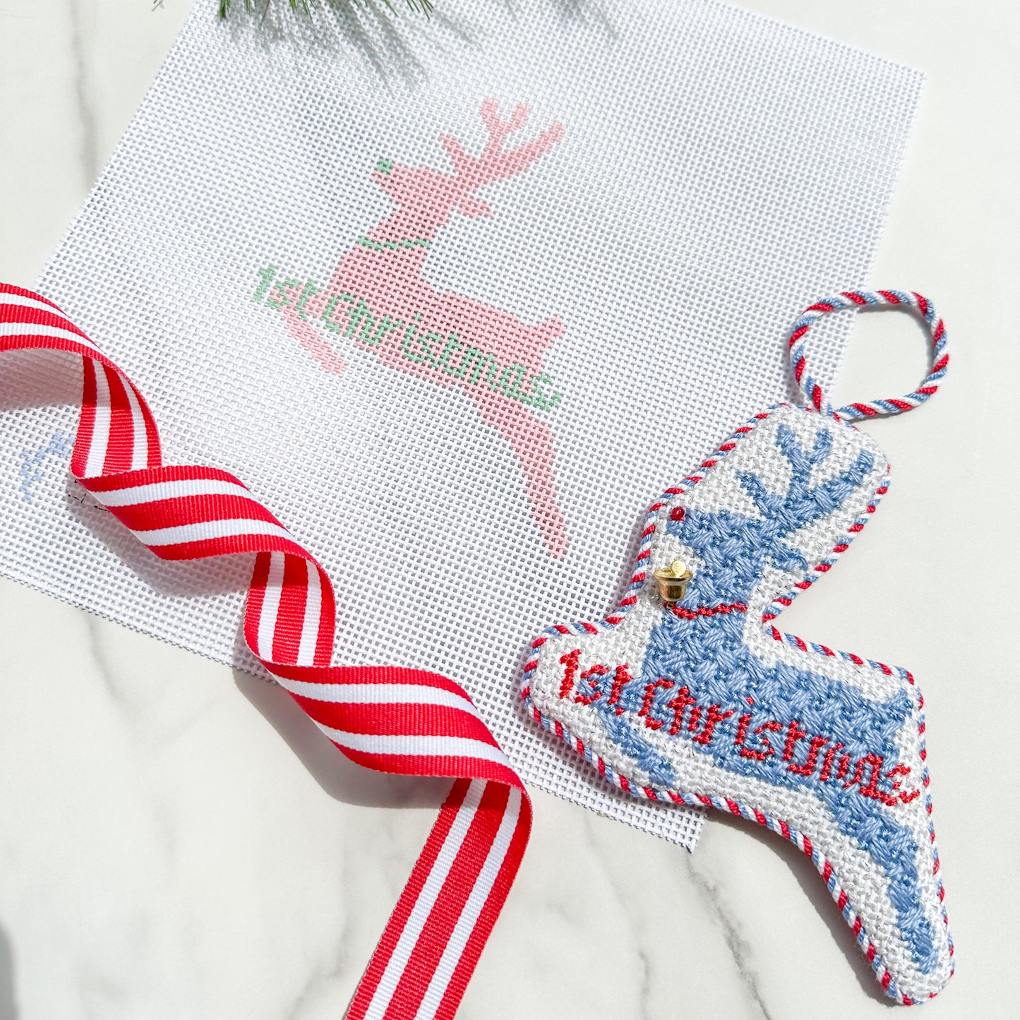 First Christmas Reindeer Needlepoint Canvases