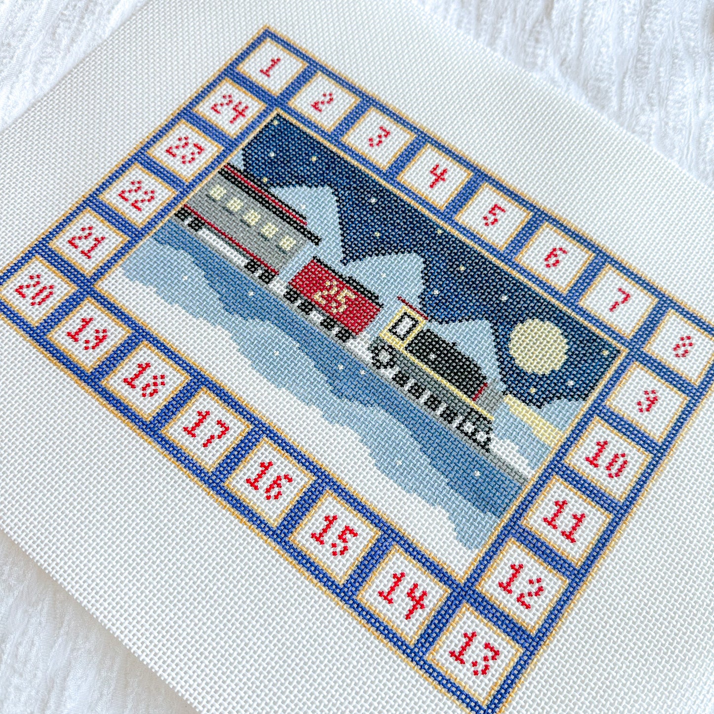 Christmas Train Advent Calendar Needlepoint Canvas