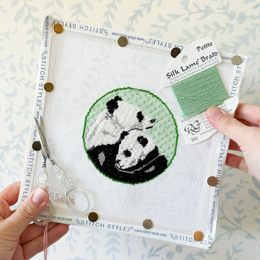 Mom and Baby Panda Needlepoint Canvas