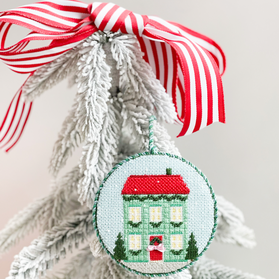 Mint Green Christmas Home Needlepoint Canvas