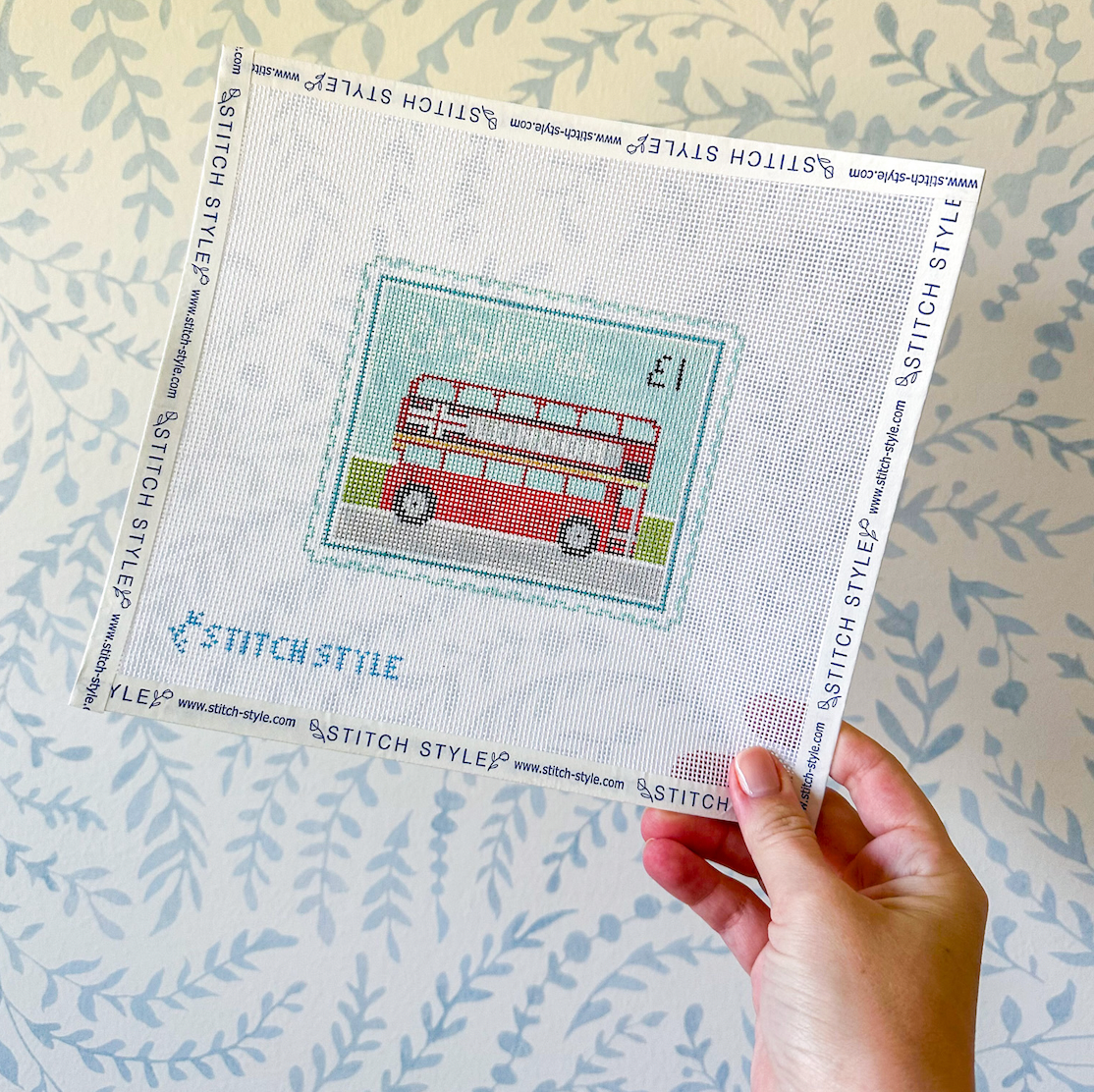 Double Decker Bus Stamp 18 Mesh Needlepoint Canvas