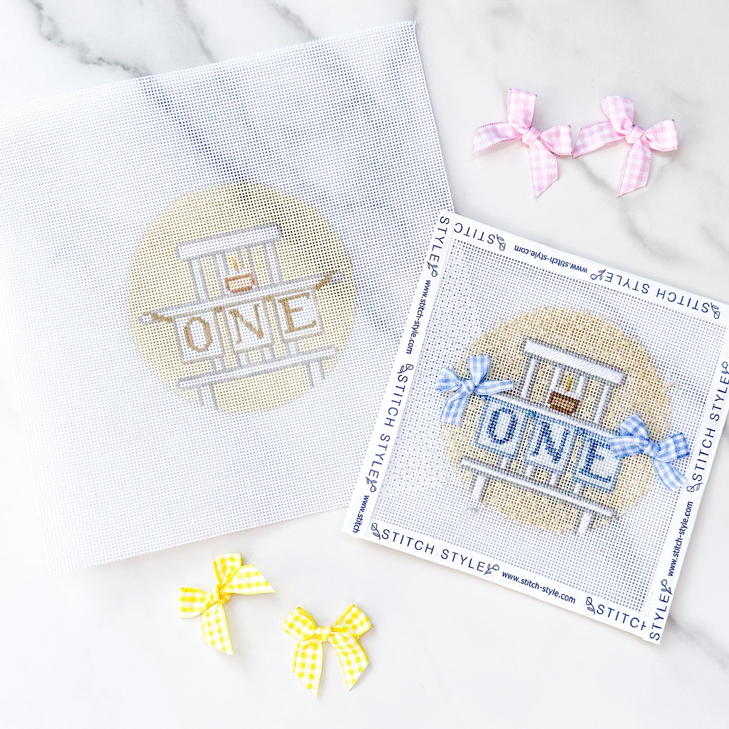 First Birthday Round Needlepoint Canvas
