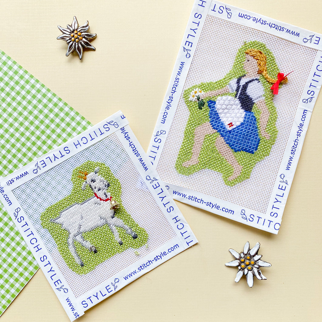Fairy Tales and Fables: Heidi and Mountain Goat Needlepoint Canvas