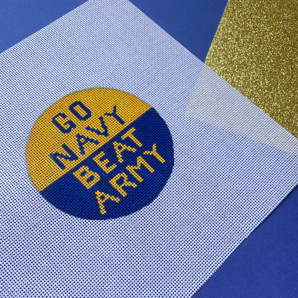 GO NAVY BEAT ARMY 缶バッジ　直径約75㎜ Go Navy Beat Army Needlepoint Canvas – Stitch Style Needlepoint