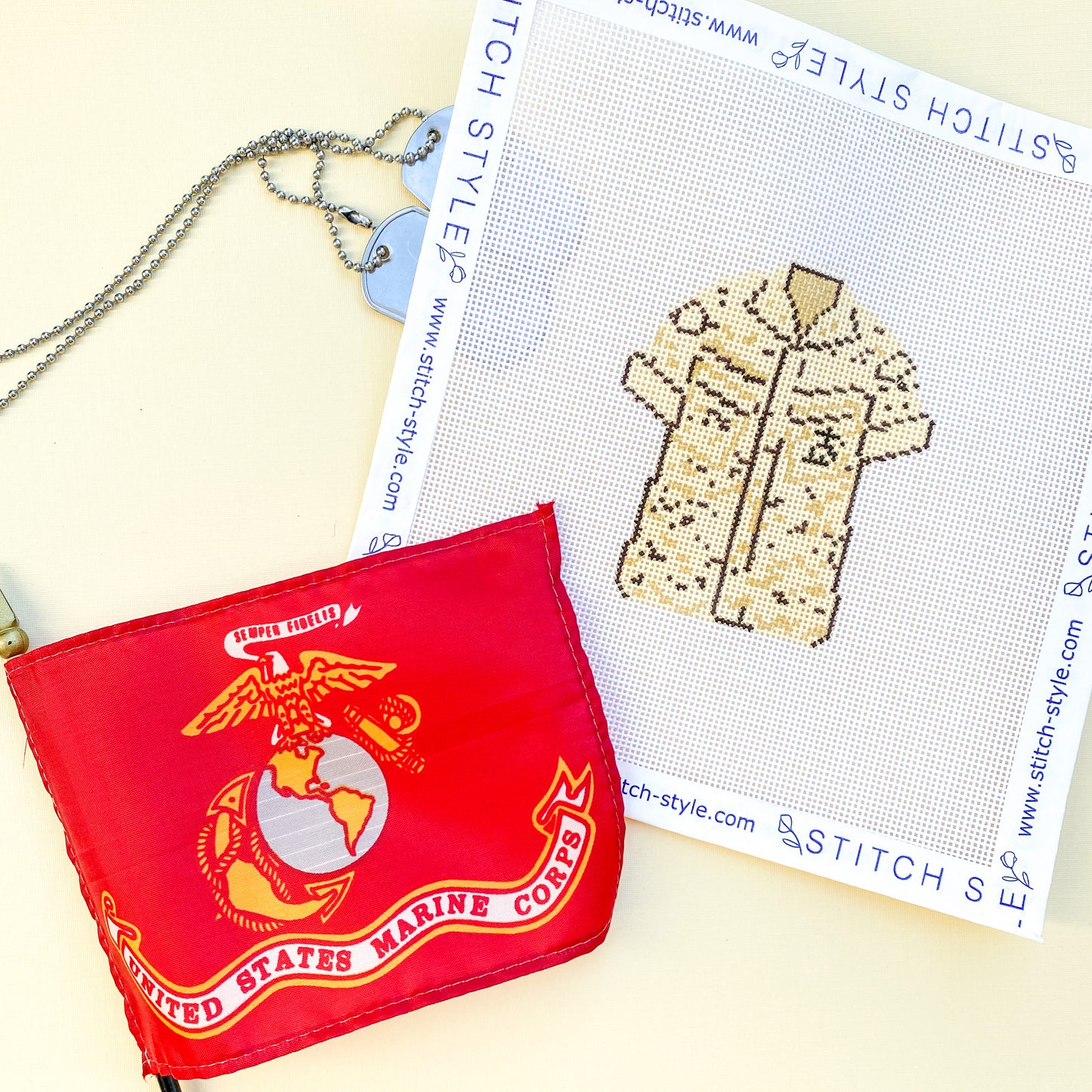 Marine Corps Desert Camo Blouse Needlepoint Canvas