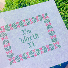 Load image into Gallery viewer, Eleven Gables: I&#39;m Worth It Needlepoint Canvas
