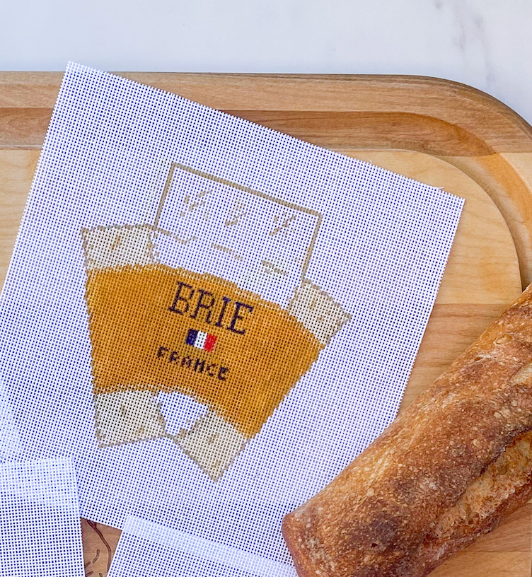 3D Wedge of Brie Cheese Needlepoint Canvas