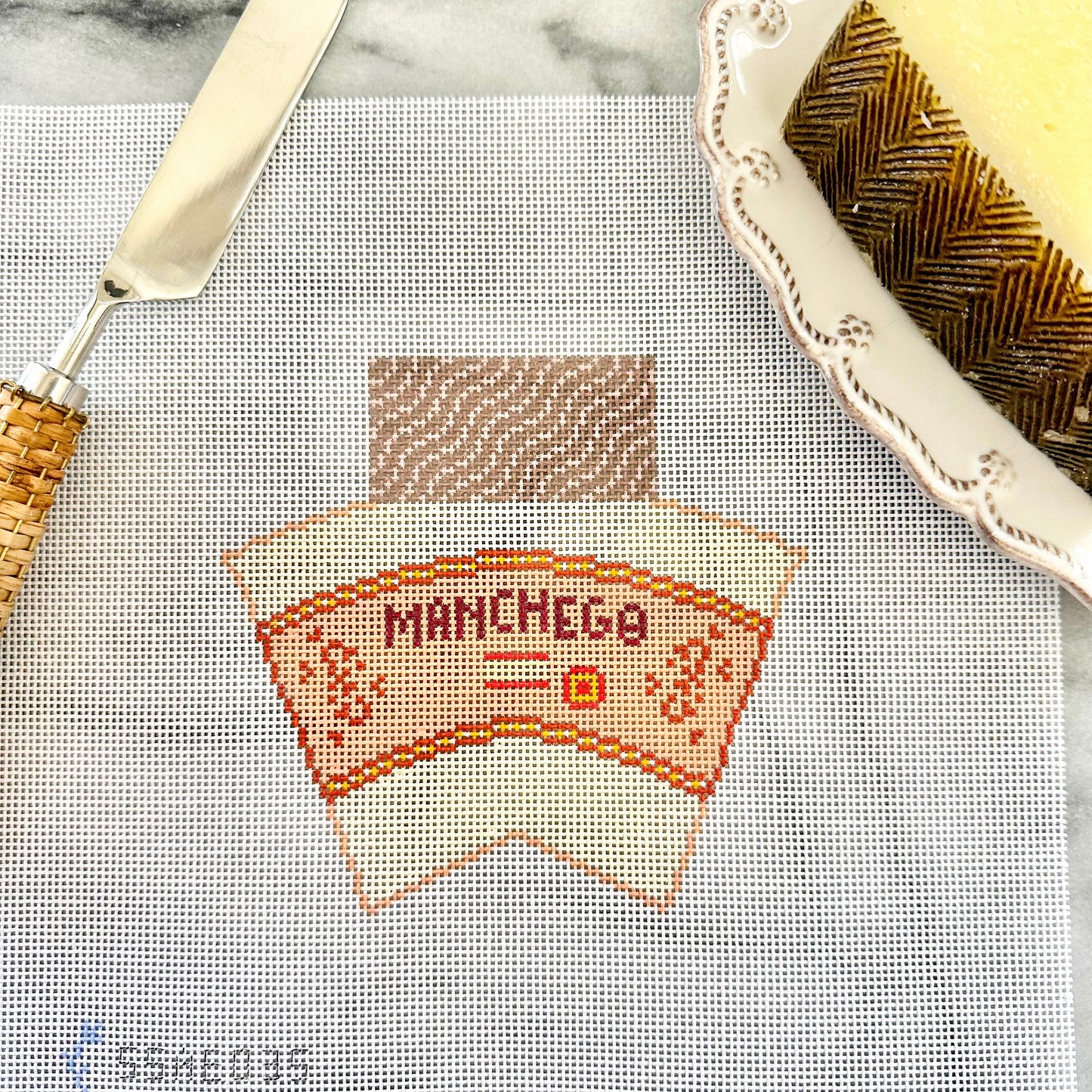 3D Wedge of Manchego Cheese Needlepoint Canvas