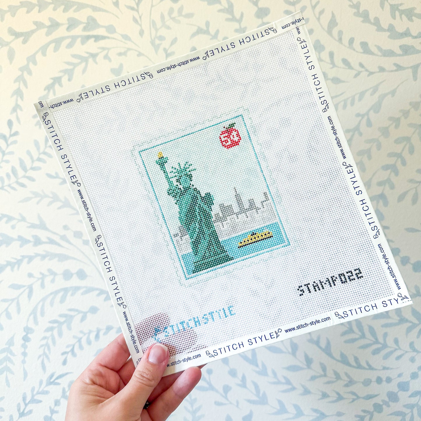NYC Statue of Liberty 18 Mesh Travel Stamp Needlepoint Canvas