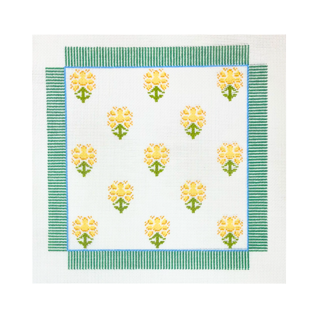 Block Print with Stripe Needlepoint Canvas