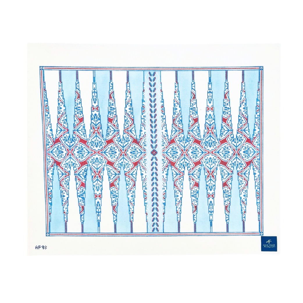 Red Medallion Backgammon Board 14 mesh Needlepoint Canvas