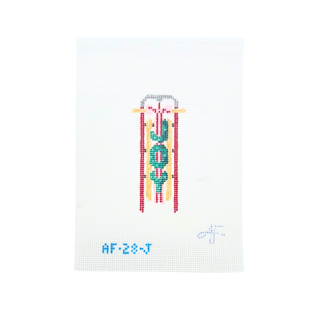 Joy Sled 14 mesh Needlepoint Canvas