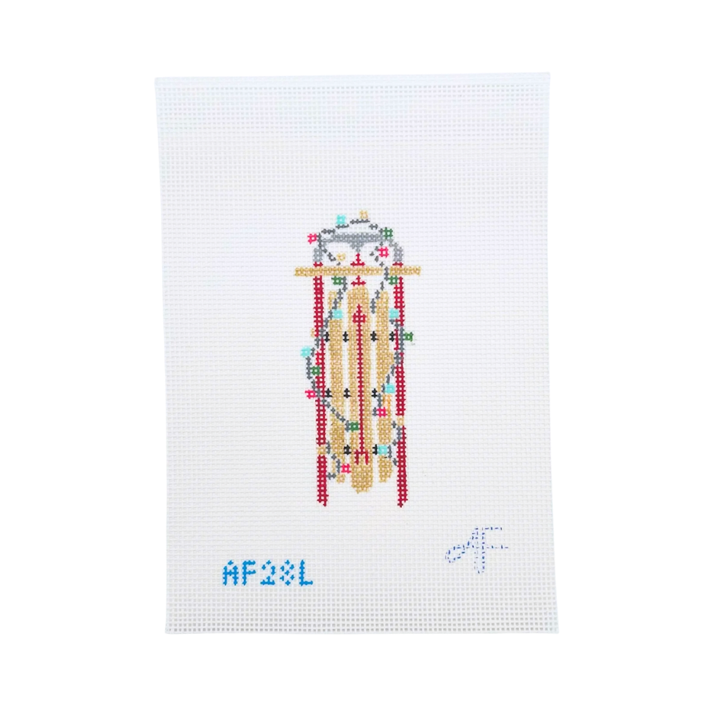 Sled with Lights Needlepoint Canvas