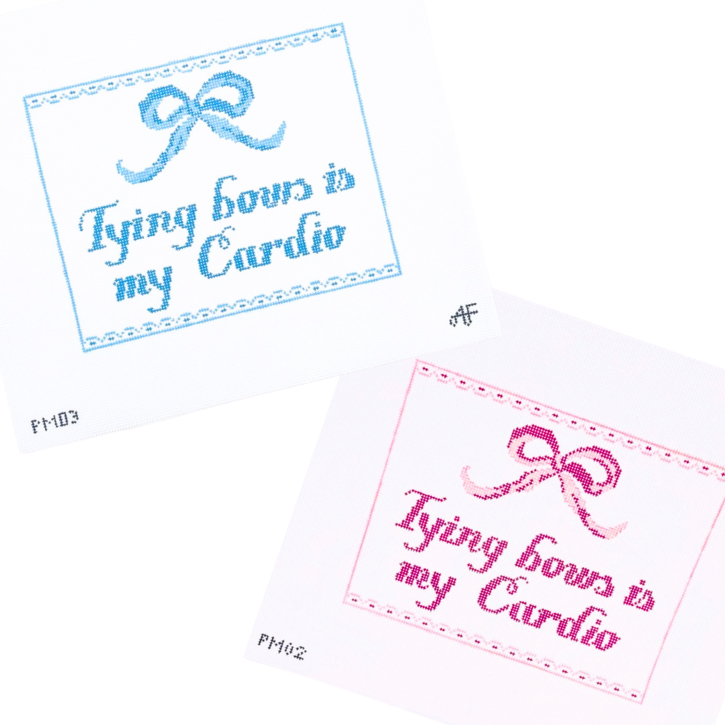 Tying Bows Is my Cardio Needlepoint Canvas