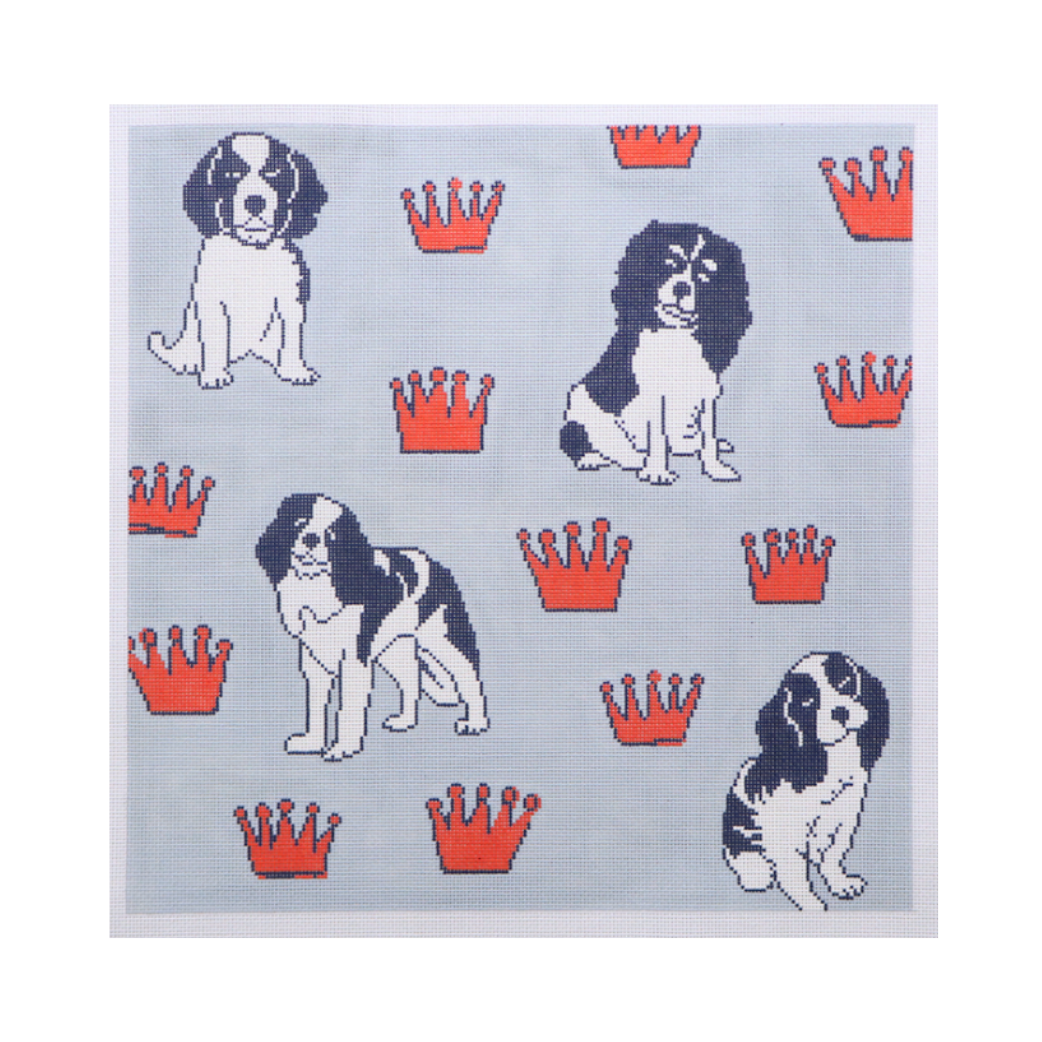 King in Blue & Red Needlepoint Canvas
