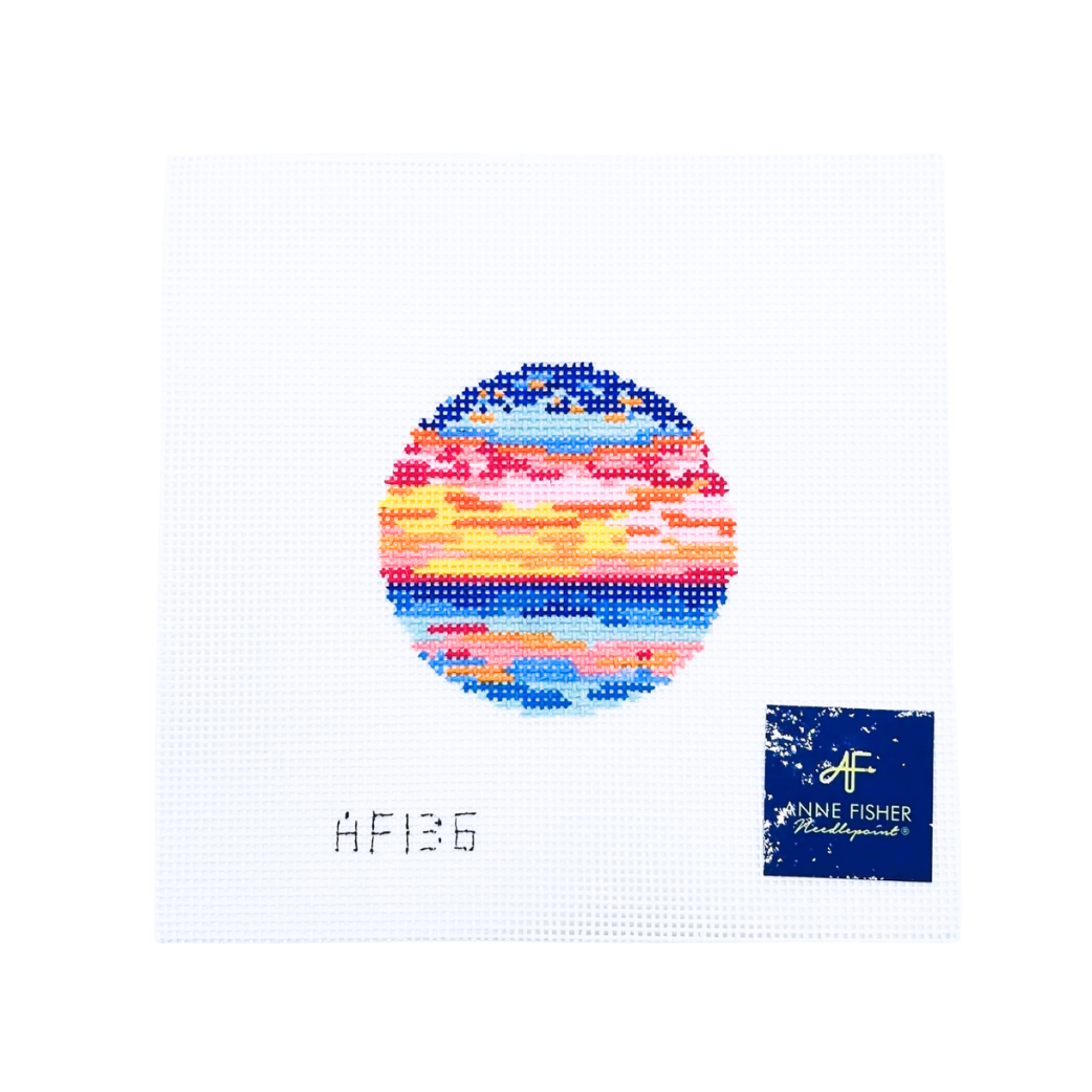 Sunset Round Insert 14 mesh Needlepoint Canvas