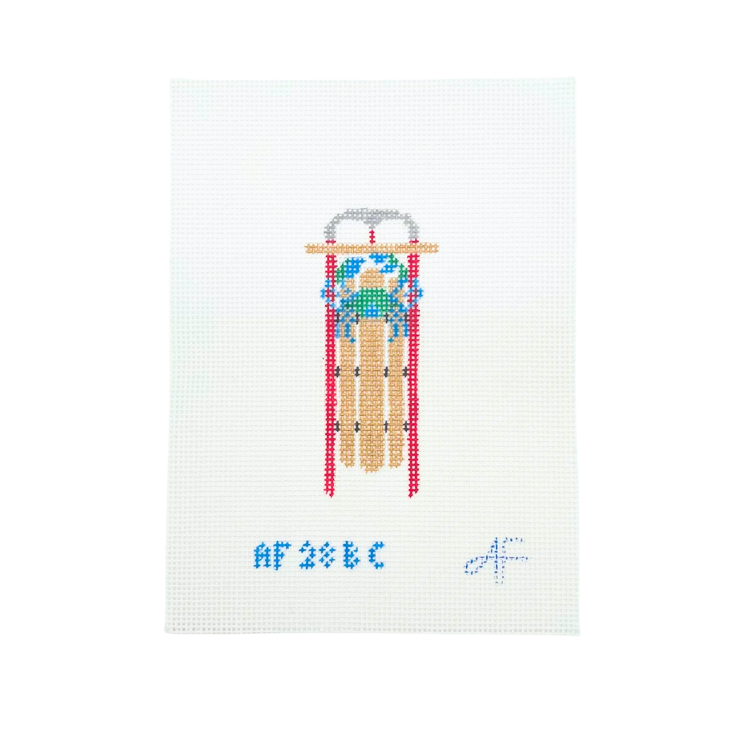 Sled with Blue Crab Needlepoint Canvas