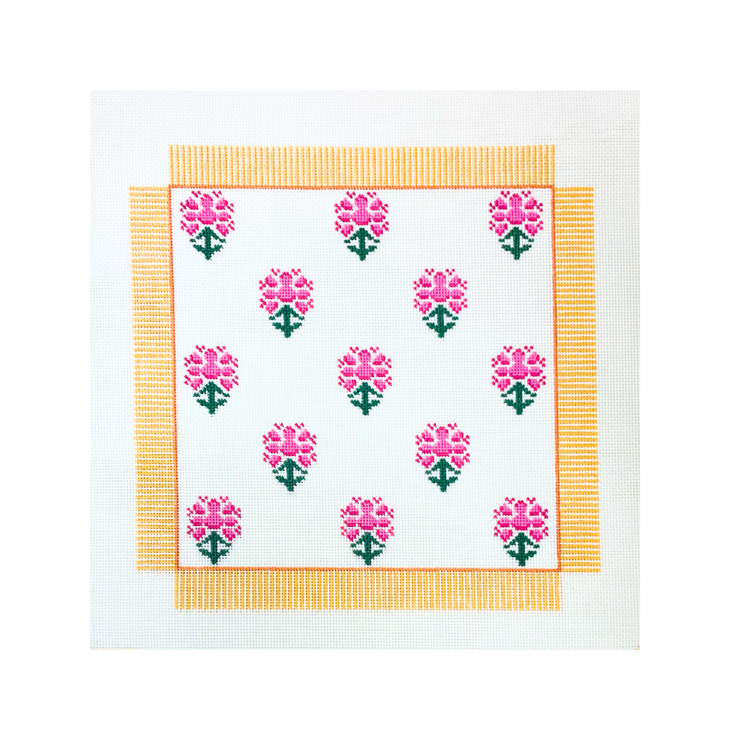 Block Print with Stripe Needlepoint Canvas