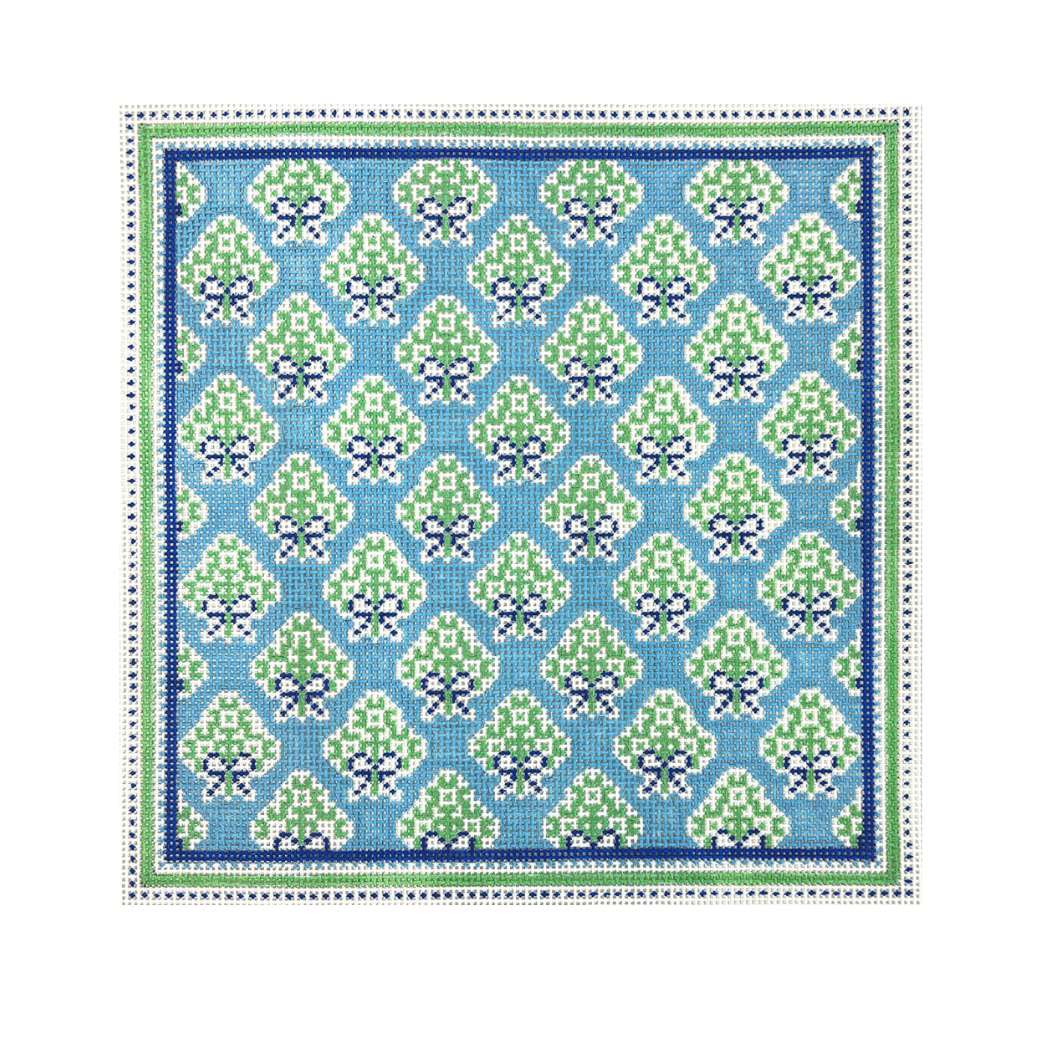 Sky Blue Medallion Tray Insert Needlepoint Canvas