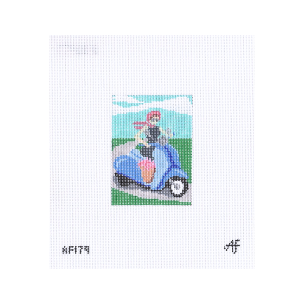 Signora Scooter Passport Insert 18 mesh Needlepoint Canvas