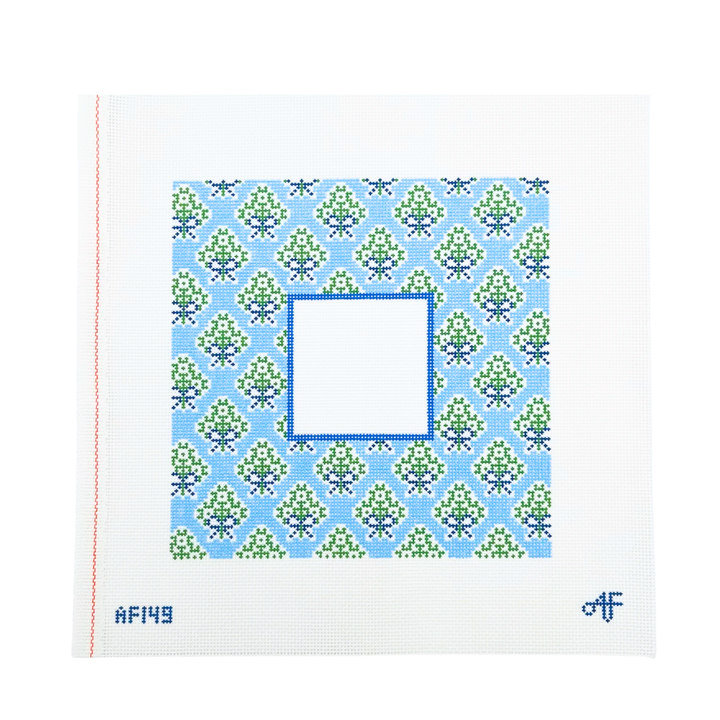 Sky Blue Medallion Frame 13 mesh Needlepoint Canvas