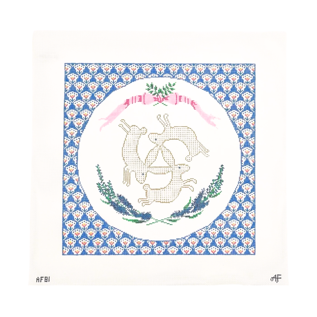 3 Bunnies Provence Pillow Needlepoint Canvas