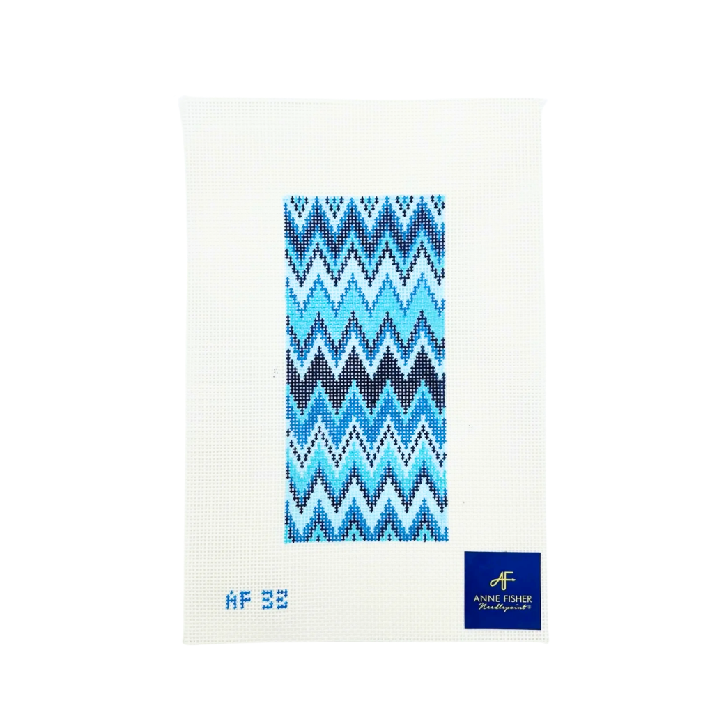 Blue ZigZag Eyeglass Single Side 14 mesh Needlepoint Canvas