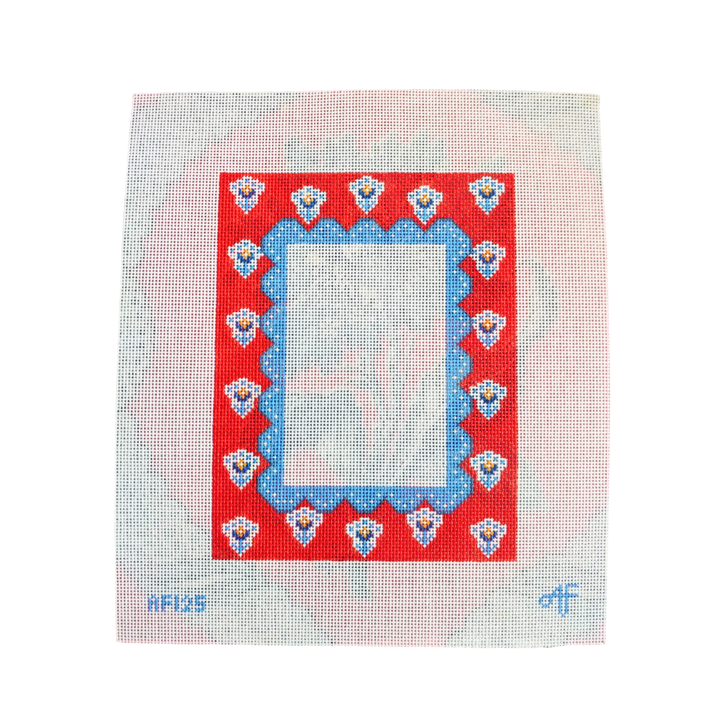 Red and Blue Frame 13 mesh Needlepoint Canvas