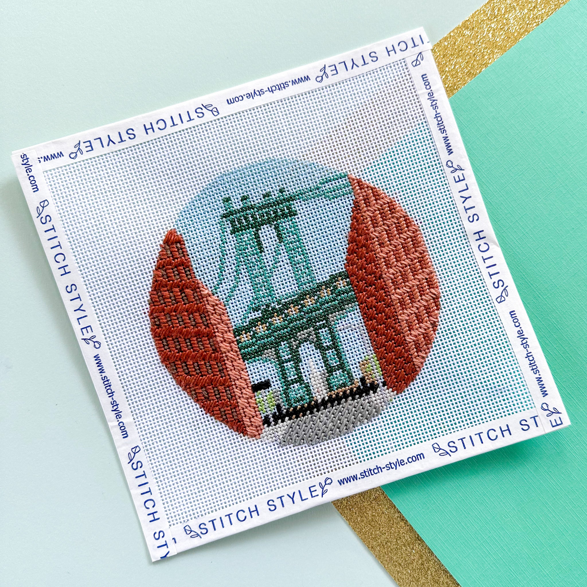 New York Manhattan Bridge Needlepoint Canvas Stitch Style Needlepoint