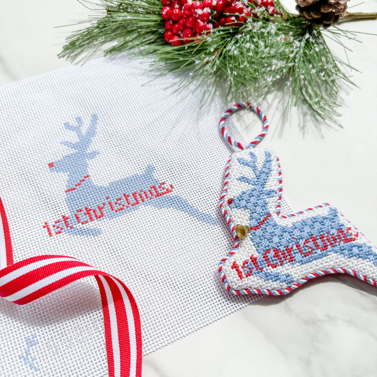 First Christmas Reindeer Needlepoint Canvases
