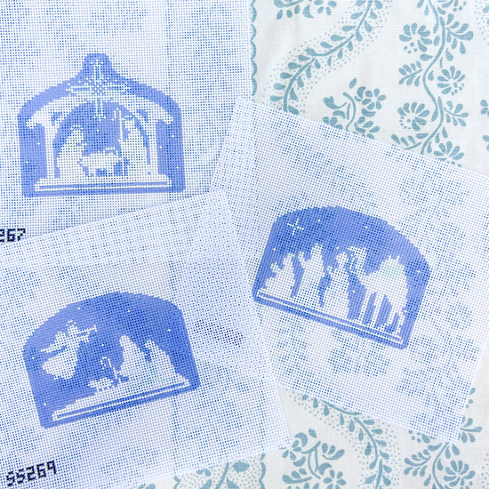 Blue and White Nativity Needlepoint Canvas