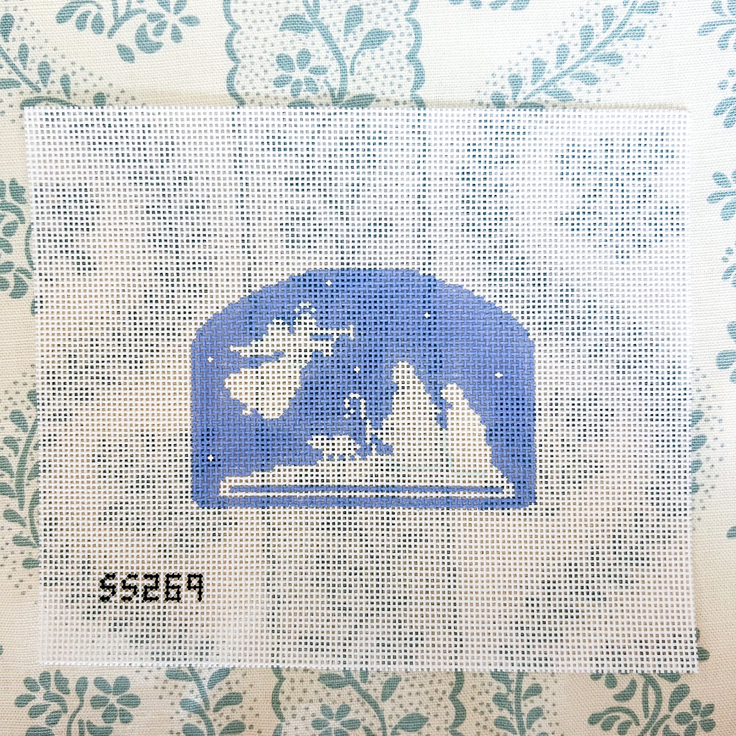 Blue and White Nativity Needlepoint Canvas