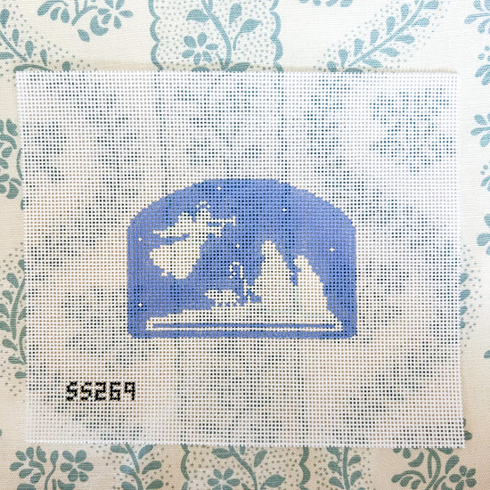Blue and White Nativity Needlepoint Canvas