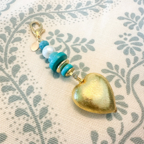 MOLLYBEADS Turquoise Heart Scissor Fob