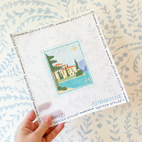 Lake Como 18 Mesh Travel Stamp Needlepoint Canvas
