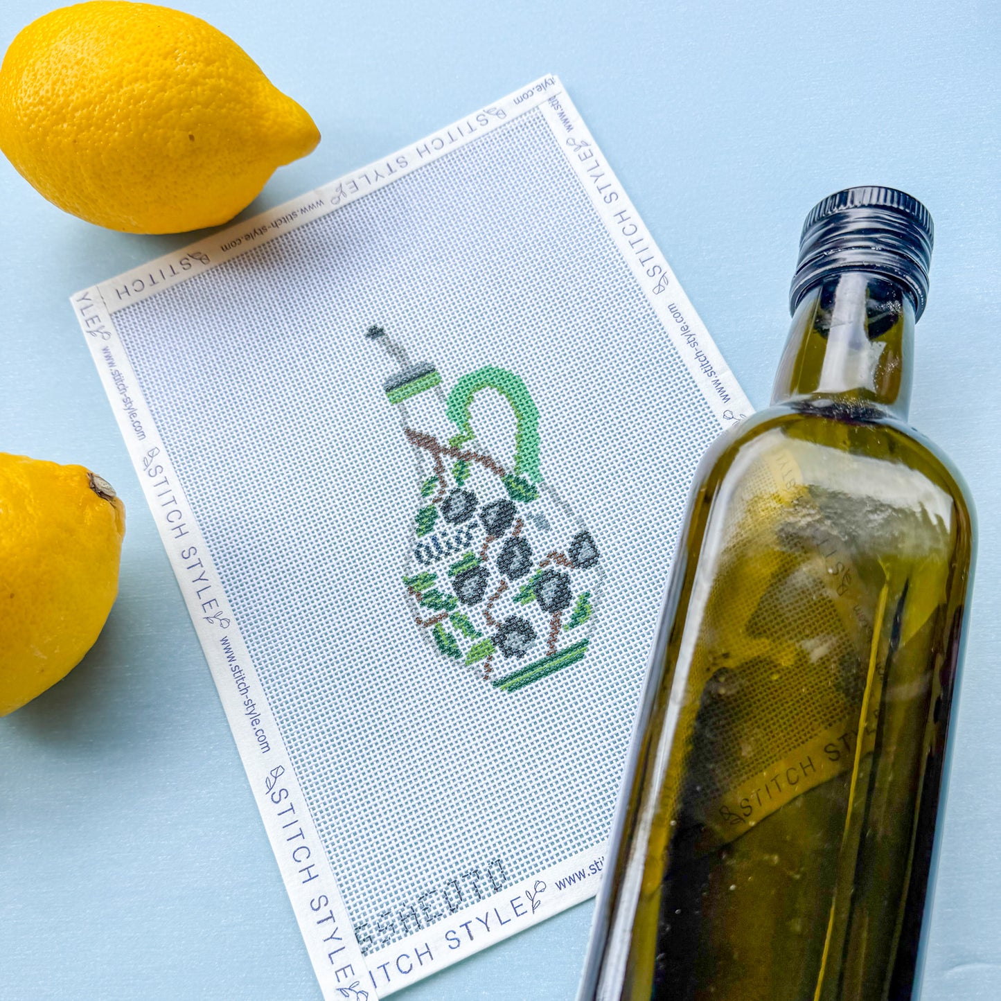 Olive Oil Pottery 18 mesh Needlepoint Canvas