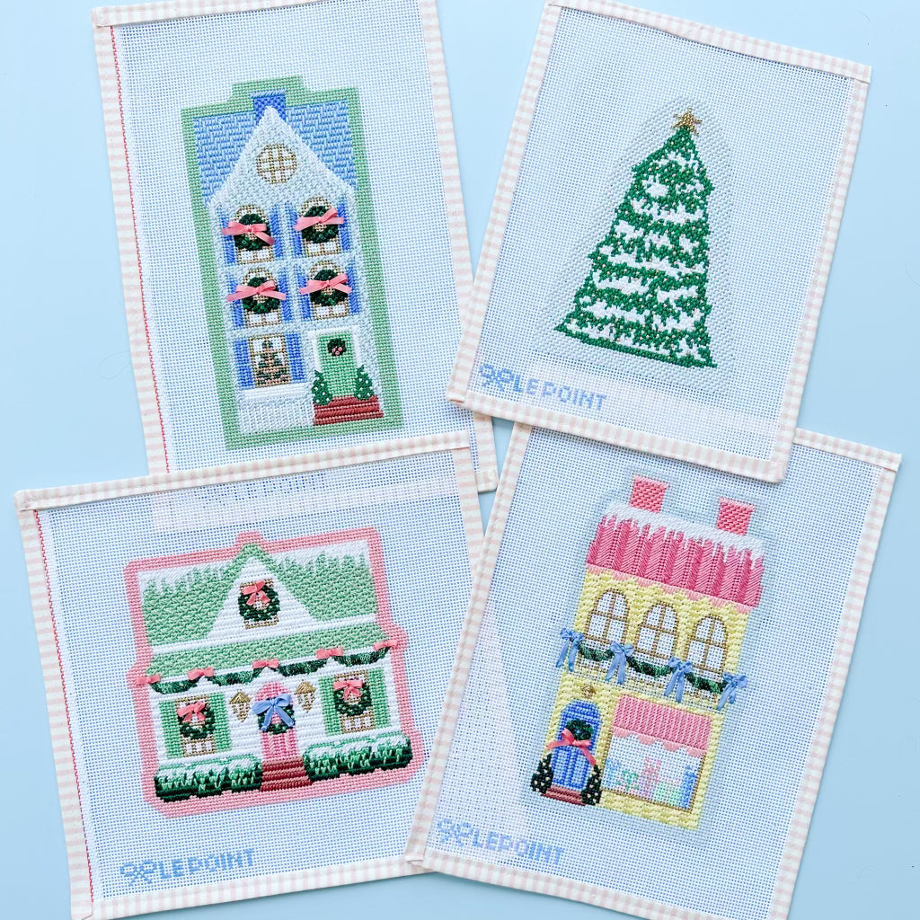 Set of Four Stitch Guides for Le Point Studio Canvases – 2022 Christmas Village Series