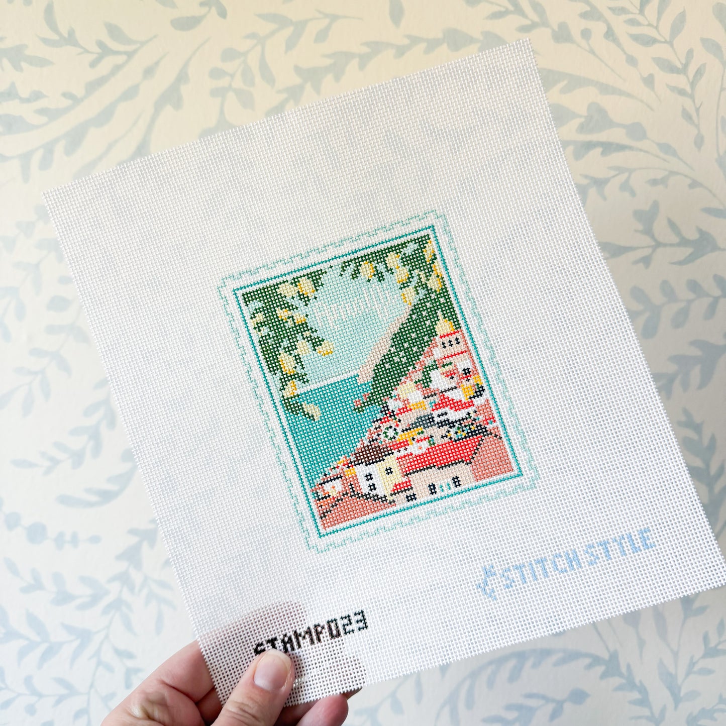 Amalfi Coast 18 Mesh Travel Stamp Needlepoint Canvas