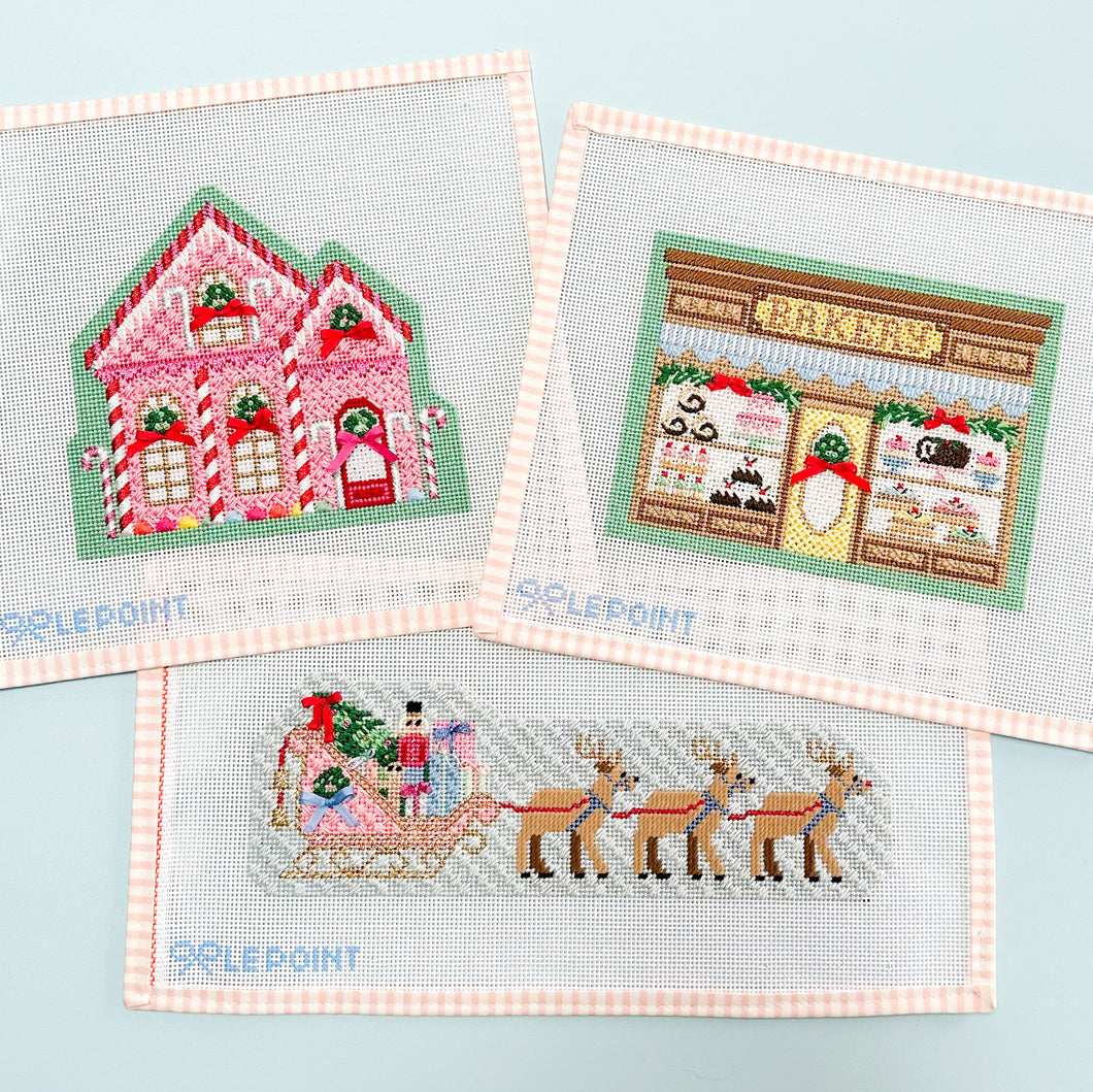 Set of Three Stitch Guides for Le Point Studio Canvases – 2023 Christmas Village Series