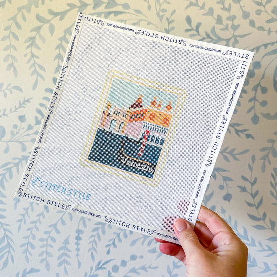 Venetian Gondola Stamp 18 Mesh Needlepoint Canvas