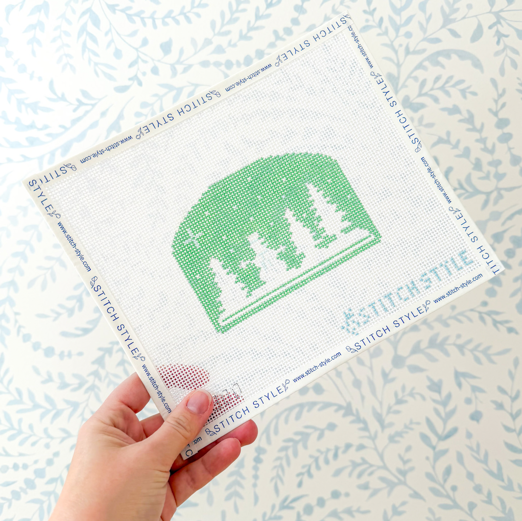 Mint Green Snowman Silhouette 13 Mesh  Needlepoint Canvas