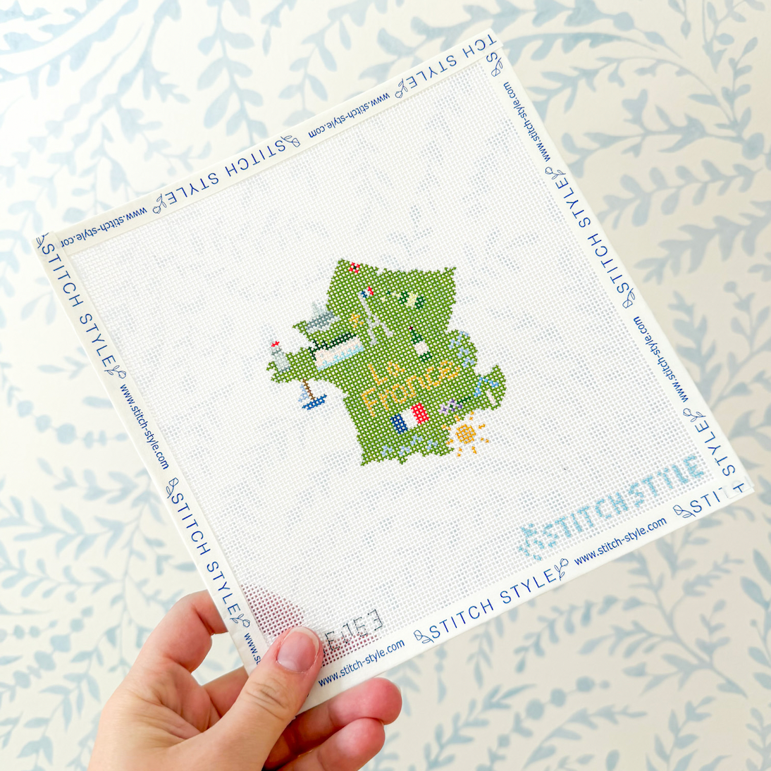 Map of France 18 Mesh Needlepoint Canvas