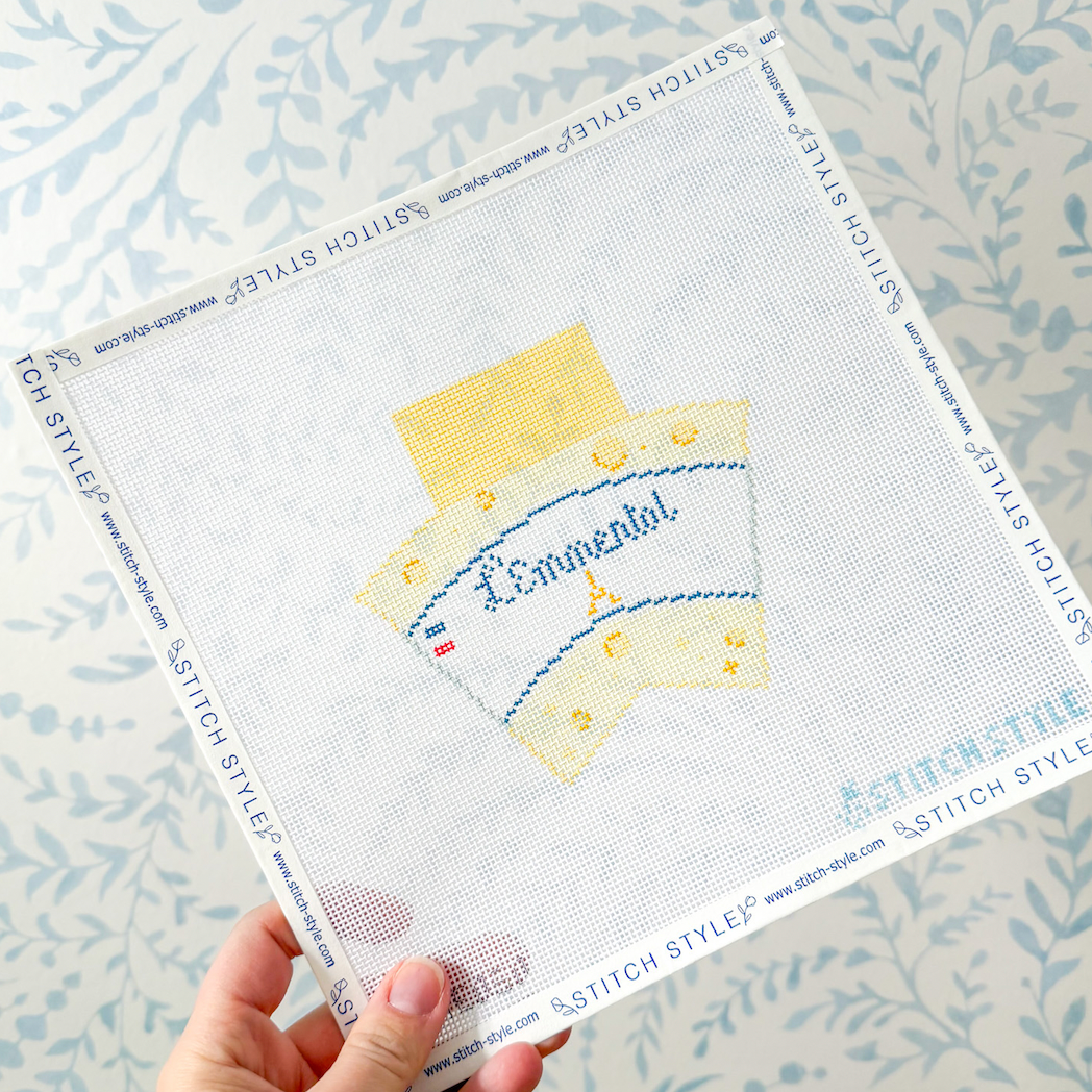 3D Emmental Cheese Wedge 18 Mesh Needlepoint Canvas