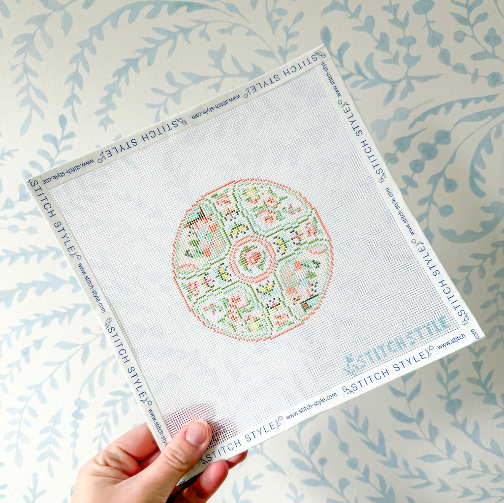 Canton Rose Plate Needlepoint Canvas – Stitch Style Needlepoint