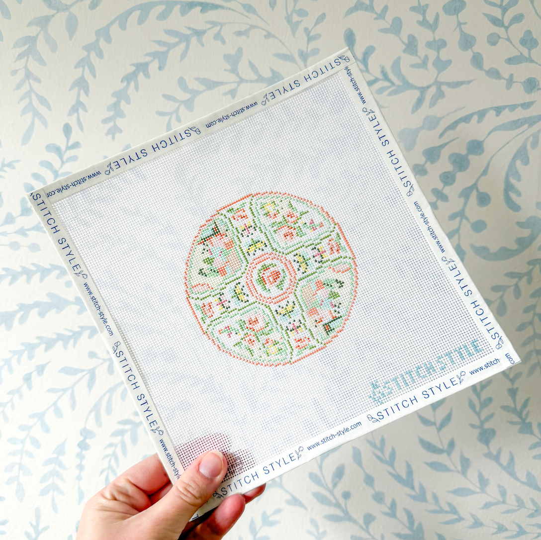 Canton Rose Plate Needlepoint Canvas