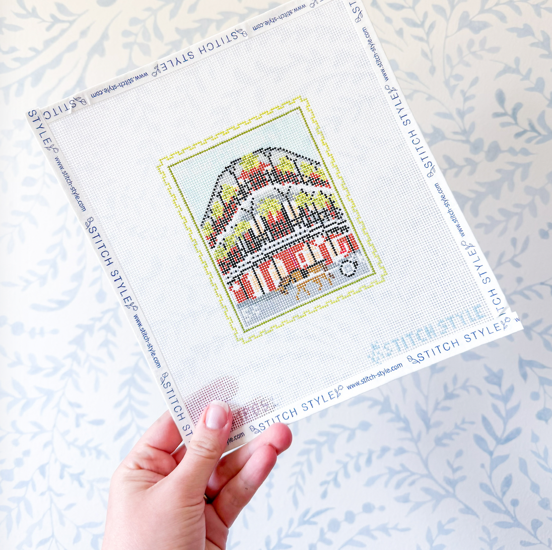 New Orleans 18 Mesh Travel Stamp Needlepoint Canvas – Stitch Style New Orleans 18 Mesh Travel Stamp Needlepoint Canvas – Stitch Style